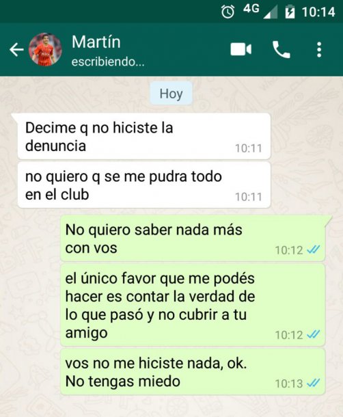 chat entre Martín Benítez y su novia abusada